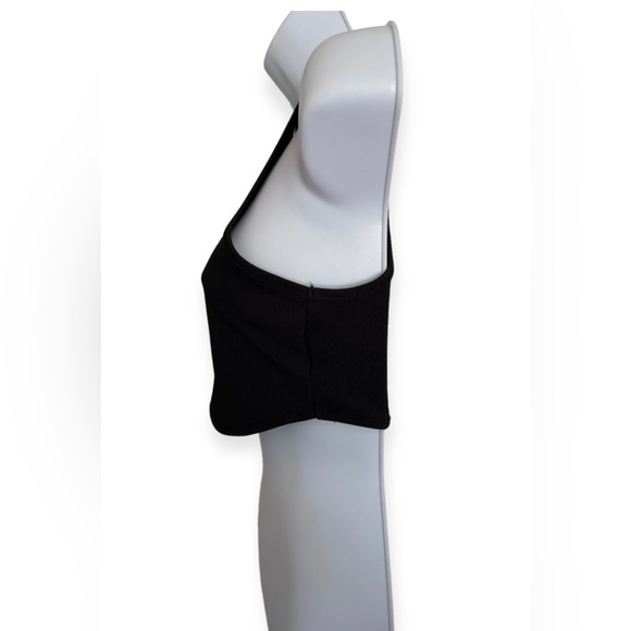 Black Rib Knit Racerback Crop Top - Picture 9 of 12